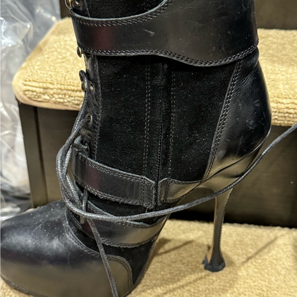 Brian Atwood Niki Leather and Suede lace up boots - Picture 2 of 8